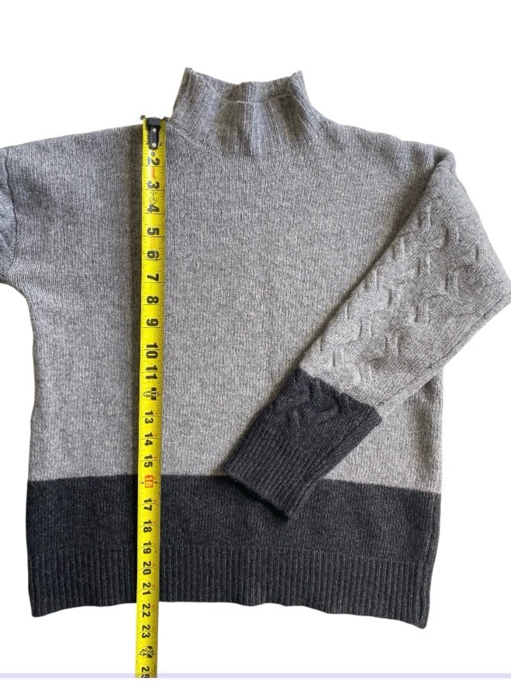 Bartolini Made in Italy Gray Colorblock Mock Neck Wool Cashmere Sweater Size L - Picture 3 of 7